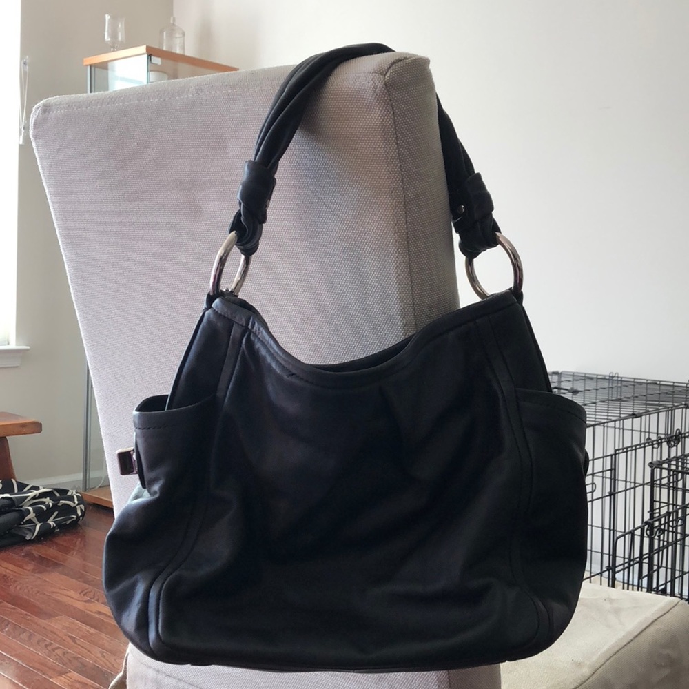 Black leather Coach purse